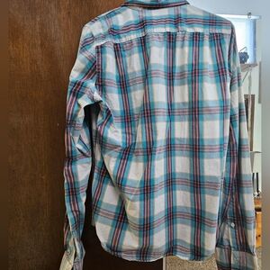 Vintage 2008 Hollister Blue and White Casual Button Down Shirt